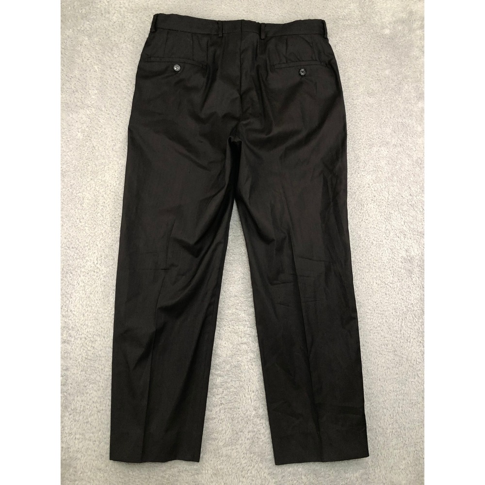 Ermenegildo Zegna Pants Mens 33x28 (Tag 34R) Black Wool Silk Flat Front Trousers - Picture 2 of 8